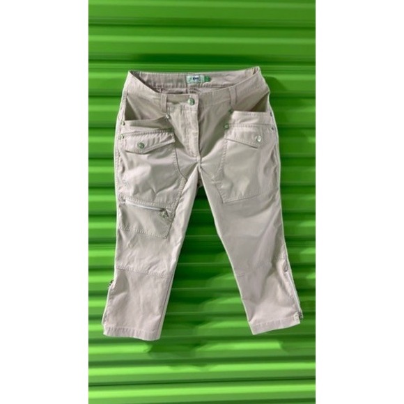 Daily Sports XDS Khaki Cropped Cargo Pants Womens 6 Tan Capri Utility Ankle Zip - Picture 7 of 16